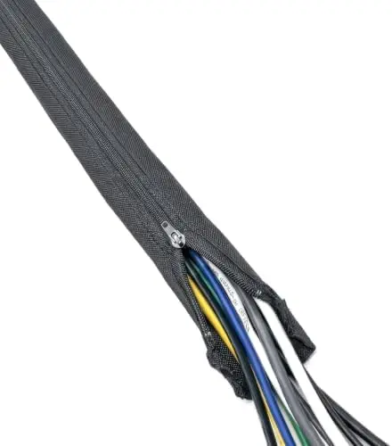 1/2" Zipper Sleeve Cable Management - 5 Feet - Black - 10 Pack