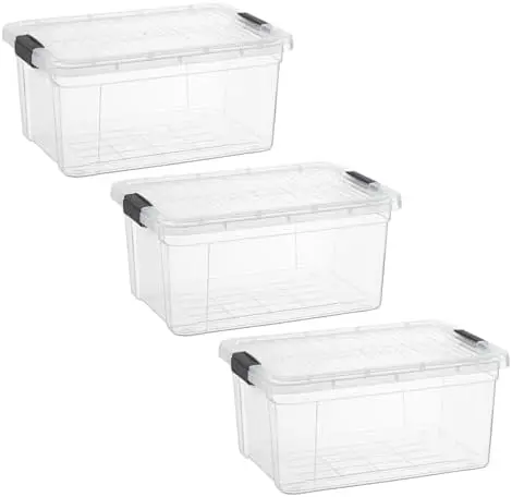 1.85 Quart Clear Plastic Storage Boxes with Lids, Stackable Organizer Containers, BPA-Free Storage Bins for Home, Office, School & Dorm, 3 Pack
