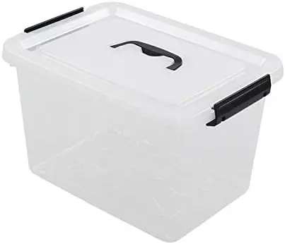 1-Pack Clear Plastic Storage Latch Box with Lids, 10 L Storage Bin