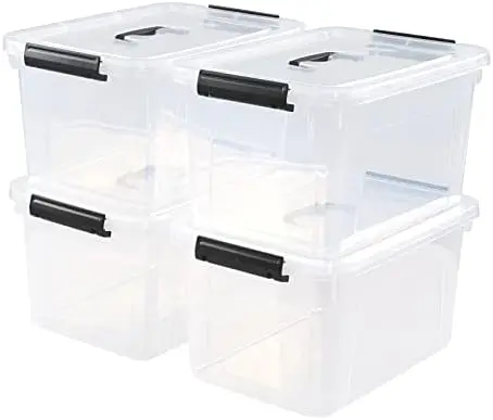 10.5 L 4 Pack Clear Plastic Storage Box with Lid