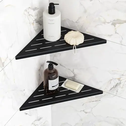 10" Corner Shower Shelves 304 Stainless Steel, Matte Black, 2 Pack