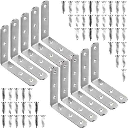 10 Pack Stainless Steel L Brackets, 4 x 4 Inch Corner Braces, 3MM Thick