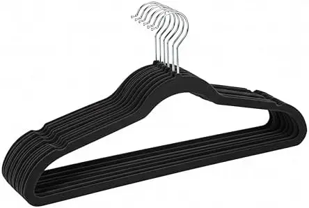 10 Super Slim Velvet Huggable Hangers in Black