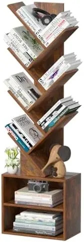 10-Tier Tree Bookshelf Floor Standing Narrow Space Storage Bookcase