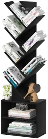 10-Tier Tree Bookshelf Floor Standing Narrow Space Storage Bookcase