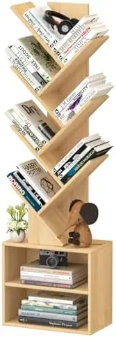 10-Tier Tree Bookshelf Floor Standing Narrow Space Storage Bookcase