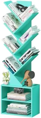 10-Tier Tree Bookshelf Floor Standing Narrow Space Storage Bookcase