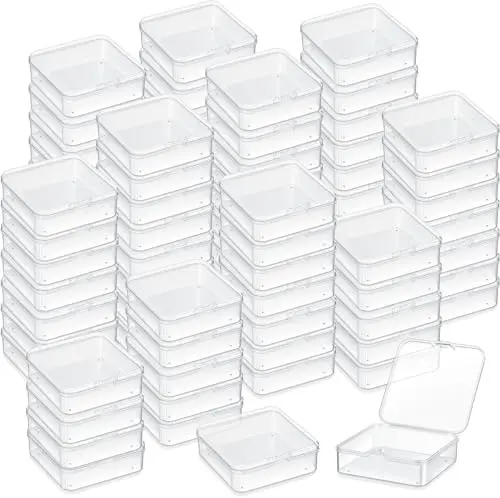 100 Pcs Plastic Bead Storage Containers Box 2.8 x 2.8 x 1 Inch