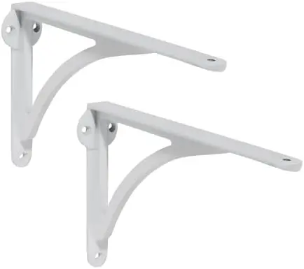 100% Solid Brass Decorative Shelf Brackets, 7-inch Wall-Mounted Shelving Brackets, 2-Pack White Vintage Metal Shelf Bracket Victorian Wall Bracket.