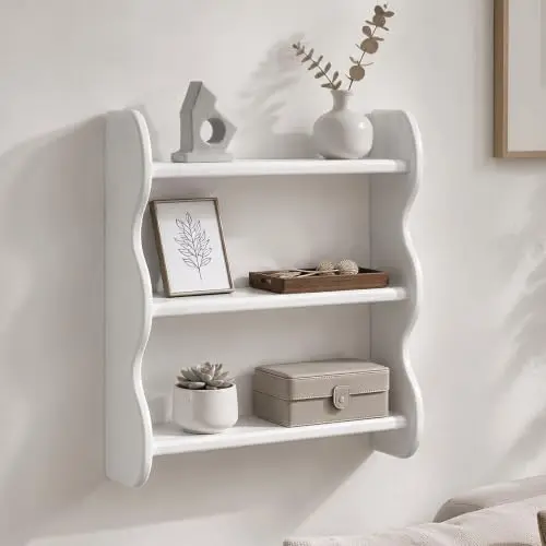 100% Solid Wood Shelves on Wall, Water Proof Bathroom Wall Shelves