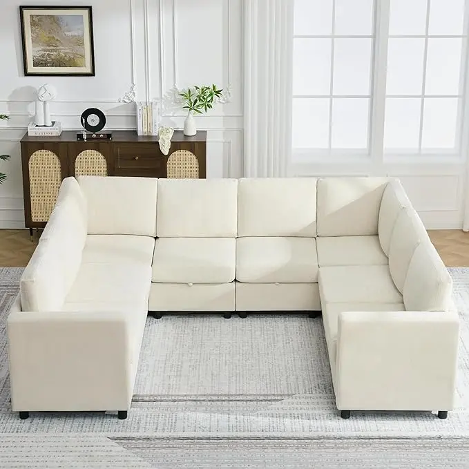 104'' U Shaped Modular Sofa, Sectional Couches