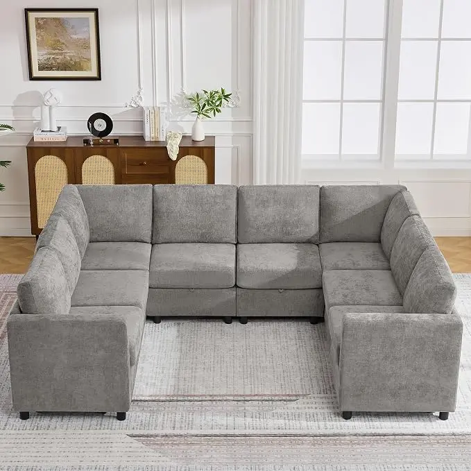 104'' U Shaped Modular Sofa, Sectional Couches