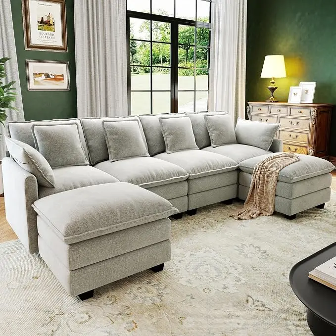107" Cloud Couch Sectional, U Shaped Modular Sectional Sofa, 4-Seat Deep Seat