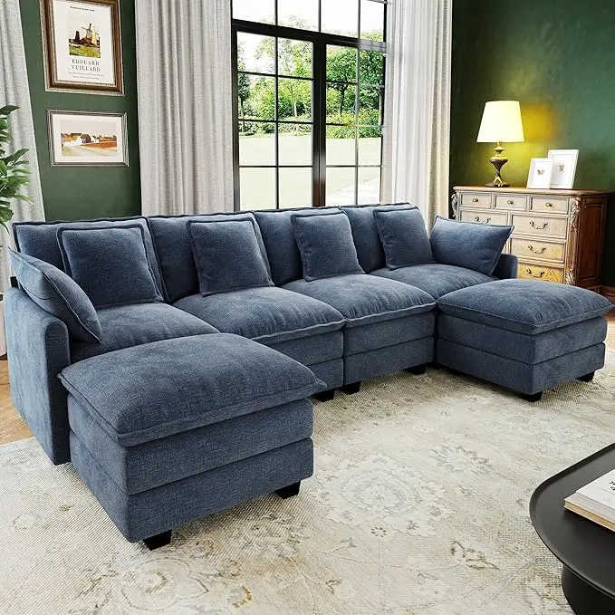 107" Cloud Couch Sectional, U Shaped Modular Sectional Sofa, 4-Seat Deep Seat