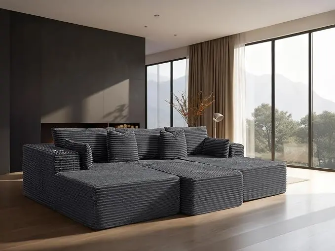108" Cloud Sectional Couch, Comfort Sleep Sofa