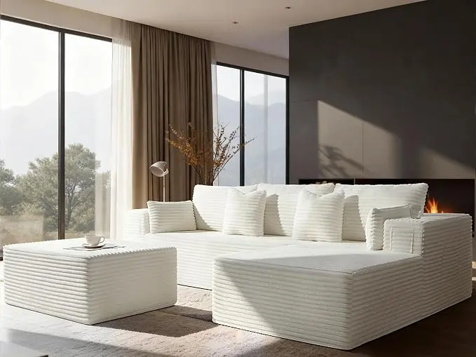 108" Cloud Sectional Couch, Comfort U Shaped Boneless Couch