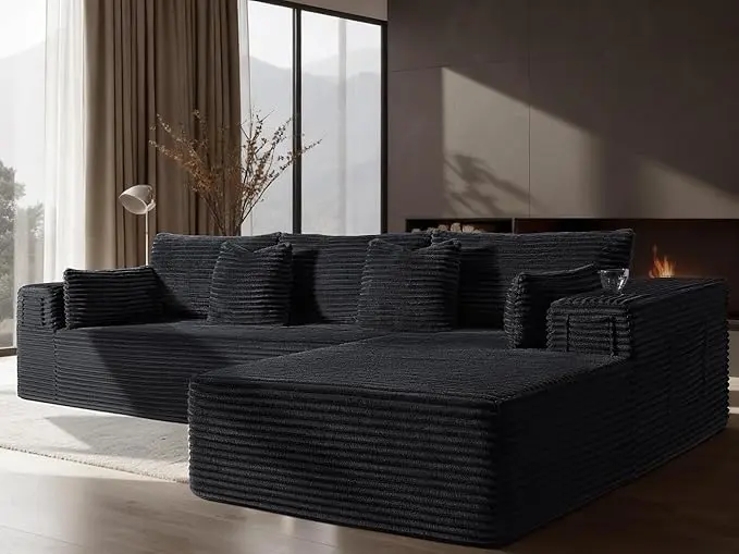 108" Oversized Cloud Sectional Couch, Comfort L Shaped Boneless Couch