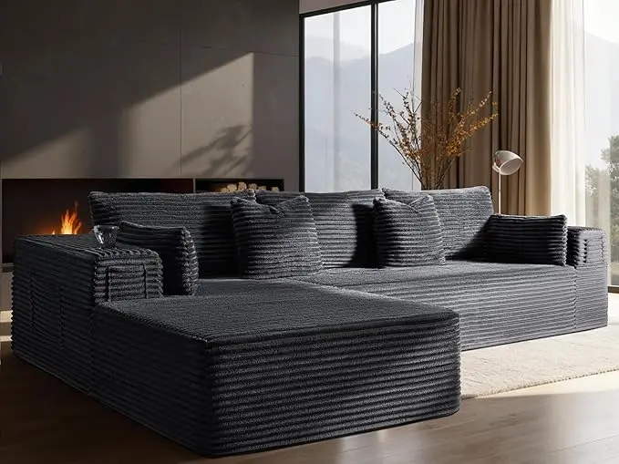 108" Oversized Cloud Sectional Couch, Comfort L Shaped Boneless Couch
