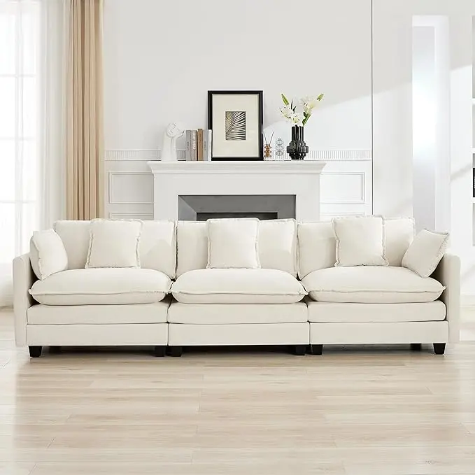 111'' Sectional Cloud Deep Seat Couch, Modern Comfy Chenille Modular Sectional