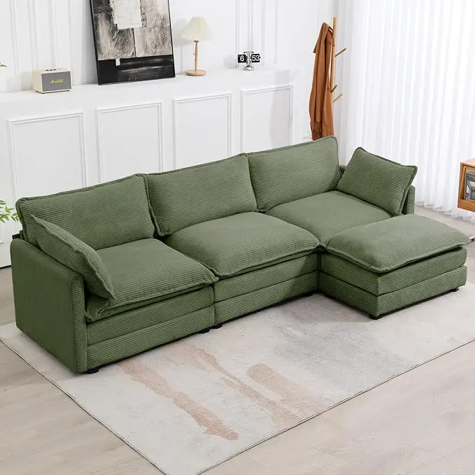 112'' Sectional Modular Cloud Couch, Oversized L Shaped 3 Seat Sofa