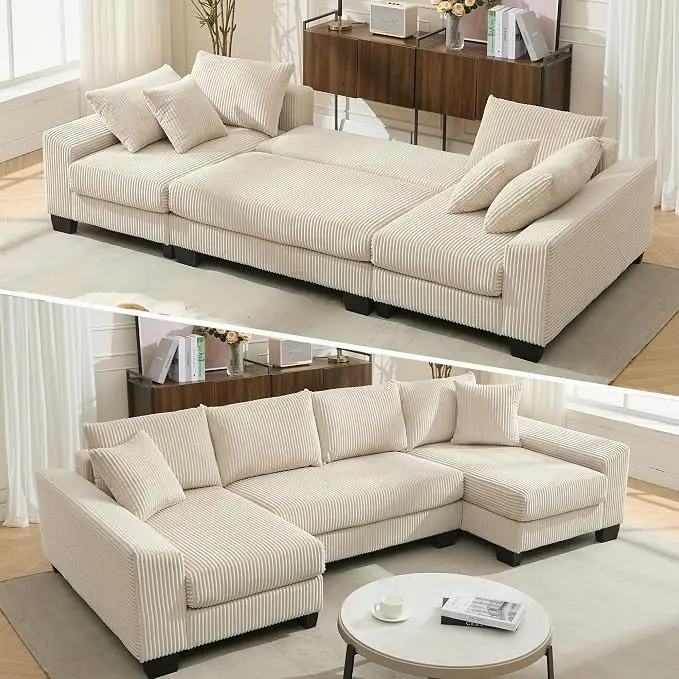 114" Sectional Couches with Pull Out Bed