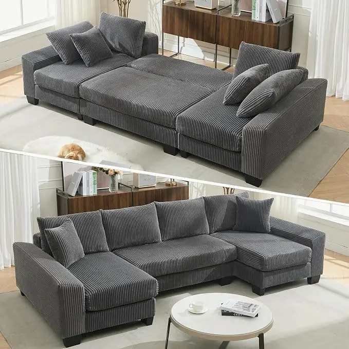114" Sectional Couches with Pull Out Bed