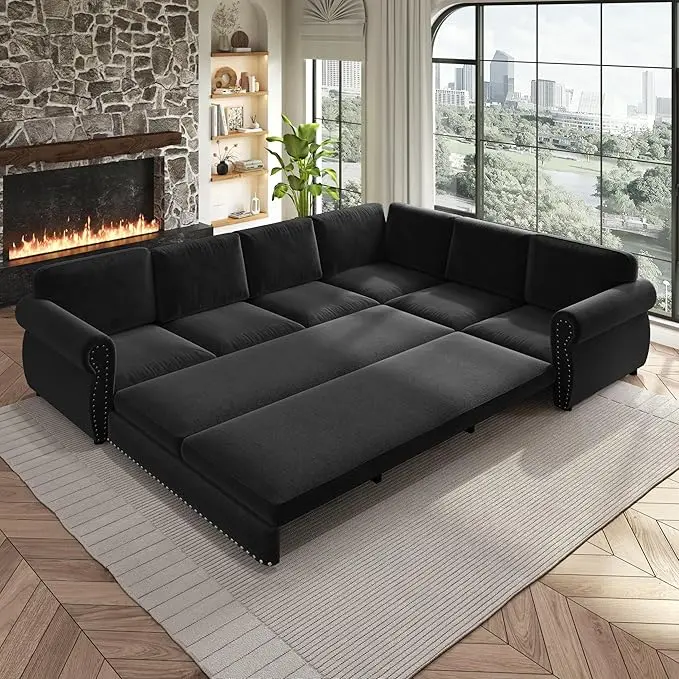 118" L-Shaped Sleeper Couch Bed