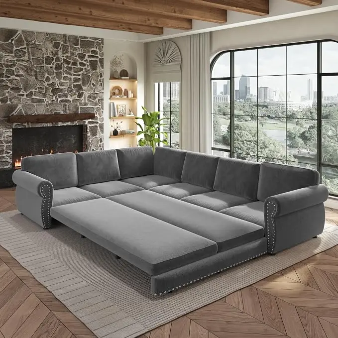118" L-Shaped Sleeper Couch Bed