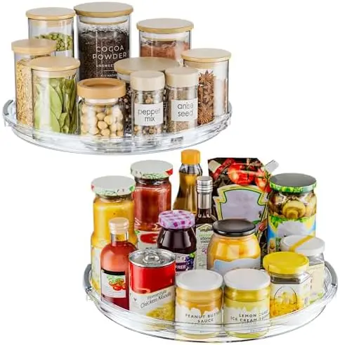 12 in Lazy Susan Turntable, 2 Pack Clear Spice Rack, Organizer Storage
