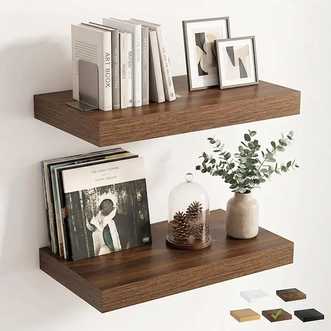 12 inch Deep Floating Shelves for Wall, 24 inch Wide Engineered Wood Wall