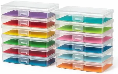 12 Pack 4"x6" Photo Storage Boxes and Picture Organizer (Clear)