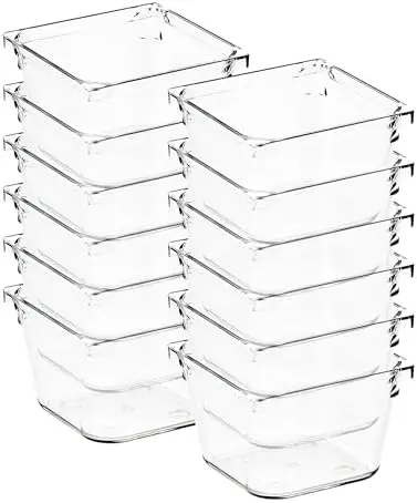 12 Pack Drawer Organizers, 3"X 3" Clear Acrylic Storage Bins