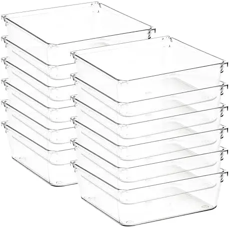 12 Pack Drawer Organizers, 6"X 6" Clear Acrylic Storage Bins