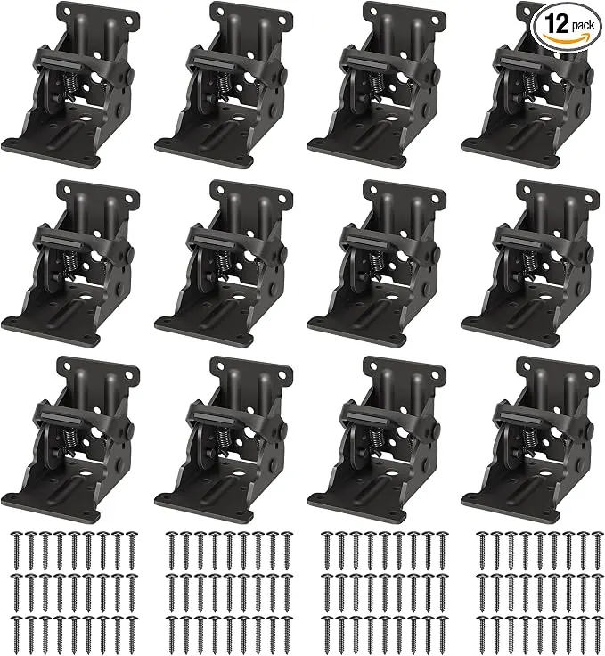 12 Pack Folding Brackets, Self-Lock Hinge