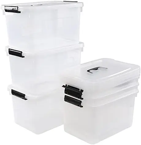 12 Quart Plastic Storage Bin with Lid, Clear Latch Box, 6 Packs