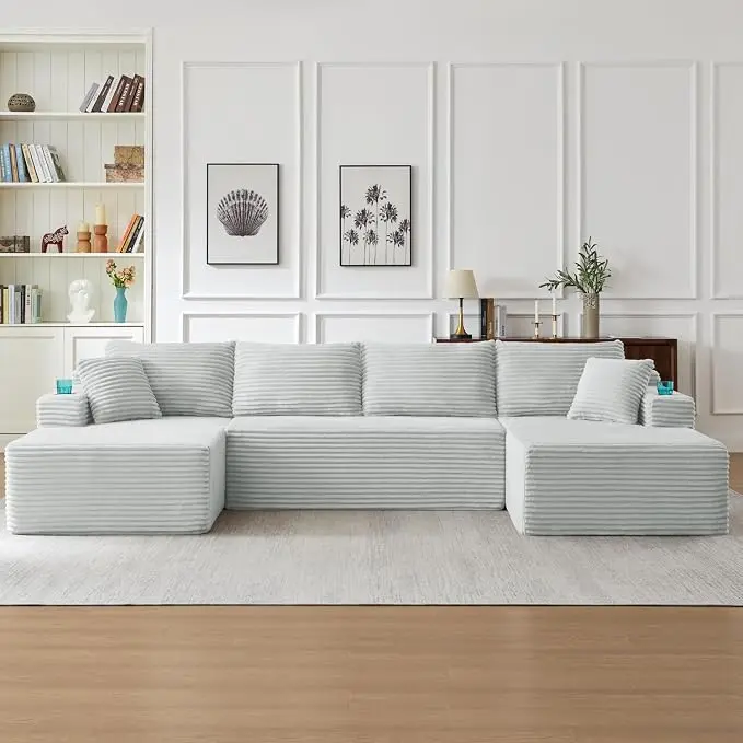 125" Modular Sectional Sleeper Sofa, Boneless Cloud Couch