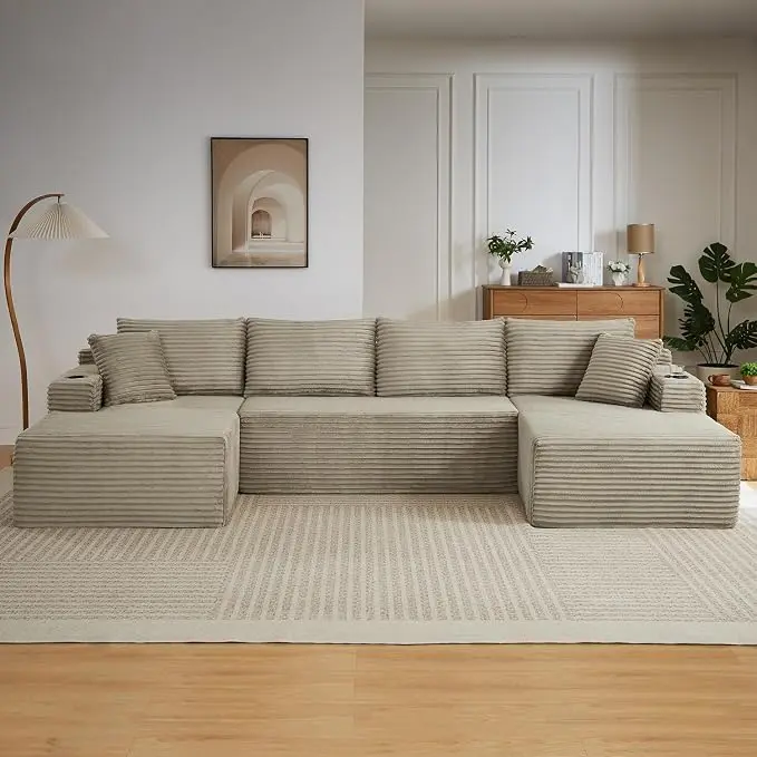 125" Modular Sectional Sleeper Sofa, Boneless Cloud Couch