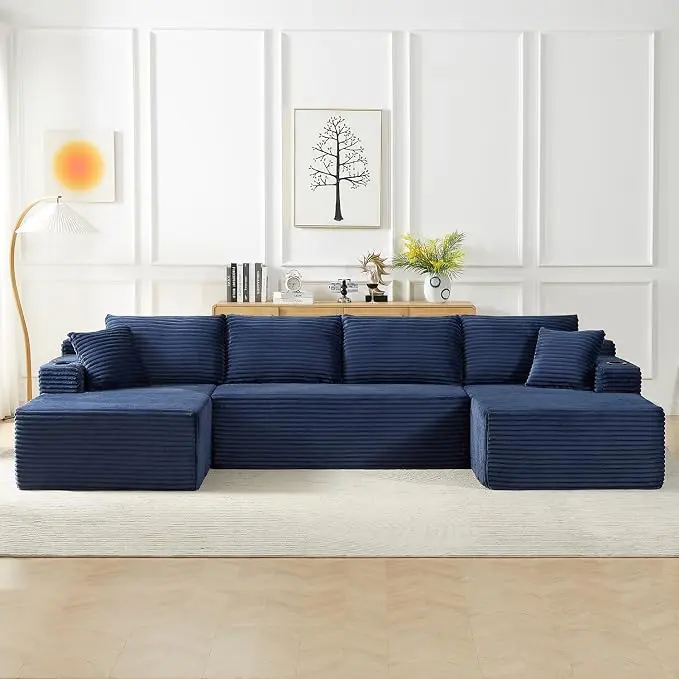 125" Modular Sectional Sleeper Sofa, Boneless Cloud Couch
