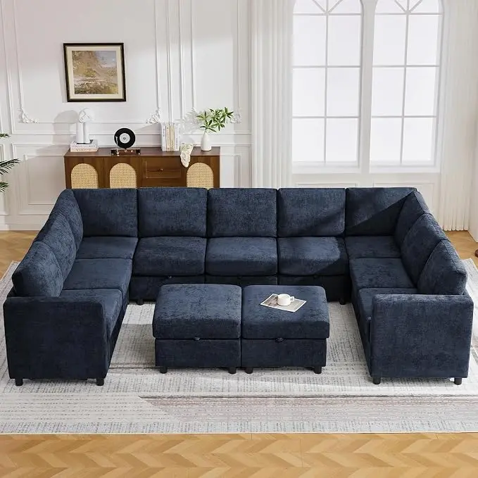 127'' Oversized U Shaped Modular Sofa, Sectional Couches