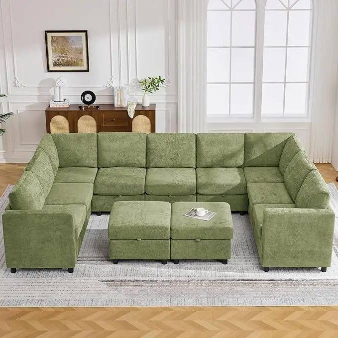 127'' Oversized U Shaped Modular Sofa, Sectional Couches