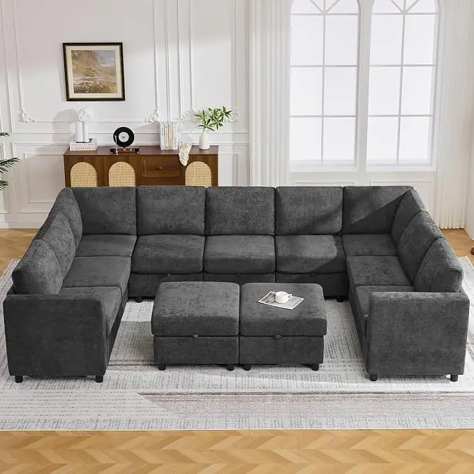 127'' Oversized U Shaped Modular Sofa, Sectional Couches