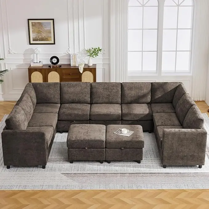 127'' Oversized U Shaped Modular Sofa, Sectional Couches