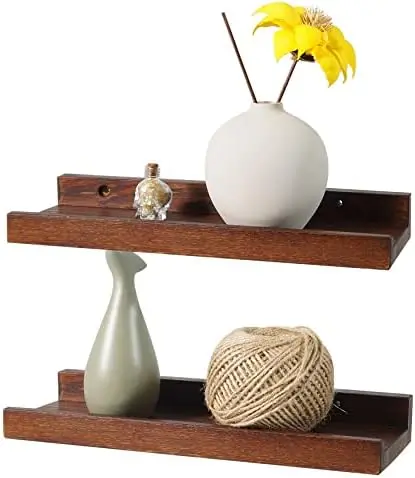 12x4-Inch Walnut Solid Oak Wood Floating Shelf for Wall Decor