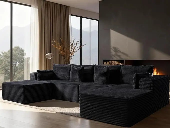138" Cloud Sectional Couch, Comfort U Shaped Boneless Couch
