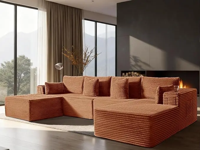 138" Cloud Sectional Couch, Comfort U Shaped Boneless Couch
