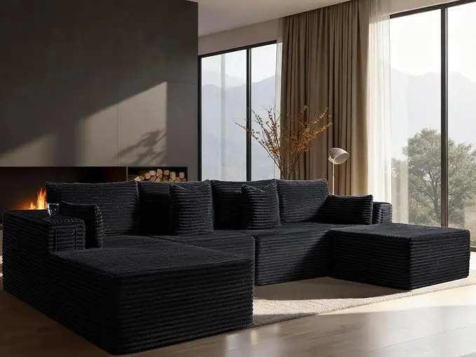 138" Cloud Sectional Couch, Comfort U Shaped Boneless Couch