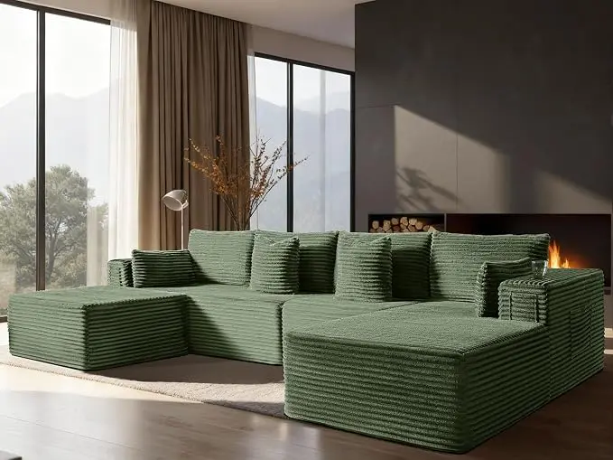 138" Cloud Sectional Couch, Comfort U Shaped Boneless Couch