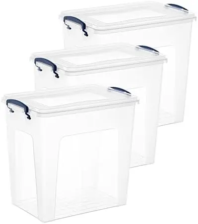 14.7 Quart Clear Plastic Storage Boxes with Lids, Stackable Organizer Containers, BPA-Free Storage Bins for Home, Office, School & Dorm, 3 Pack