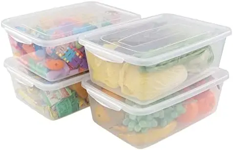 14 Quart Clear Plastic Storage Bins with Latches, Plastic Container Bin with Secure Lid, 4 Packs