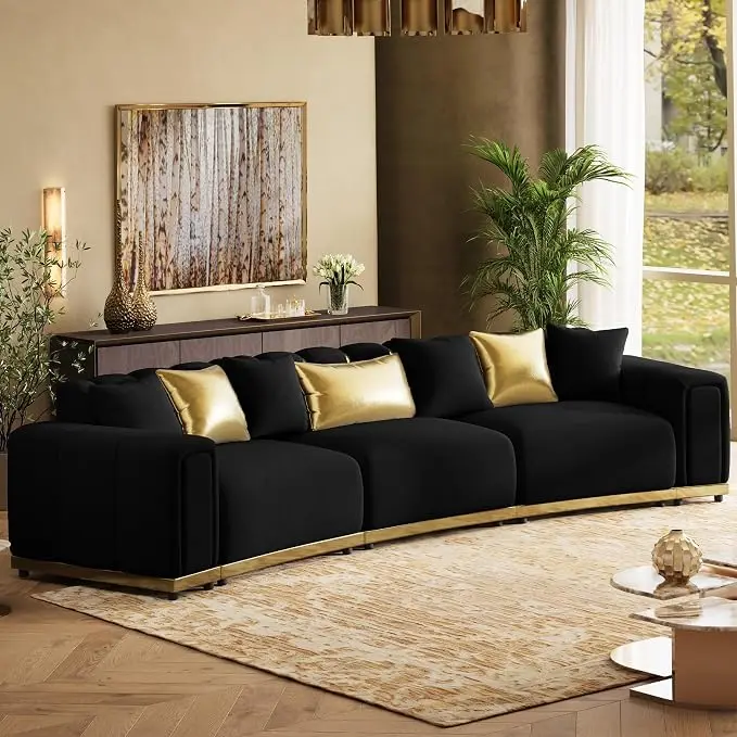 145" Oversized Velvet Chesterfield Sofa Sectional Couch